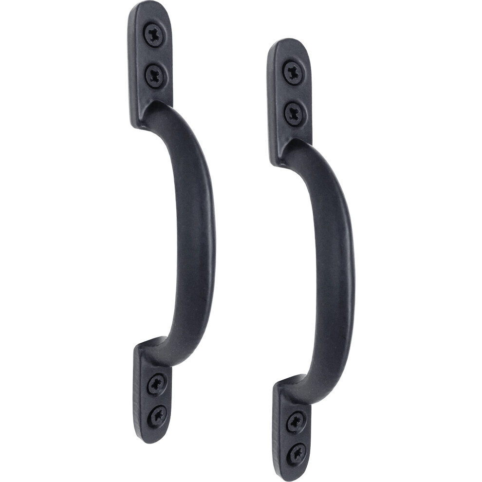 Irontite 2 Pack D Handle 150Mm (6") Black, Hotbed Pull Handle For Wooden Gates, Doors, Sheds - Cast Iron Suitable For Gates And Doors 8593108479479