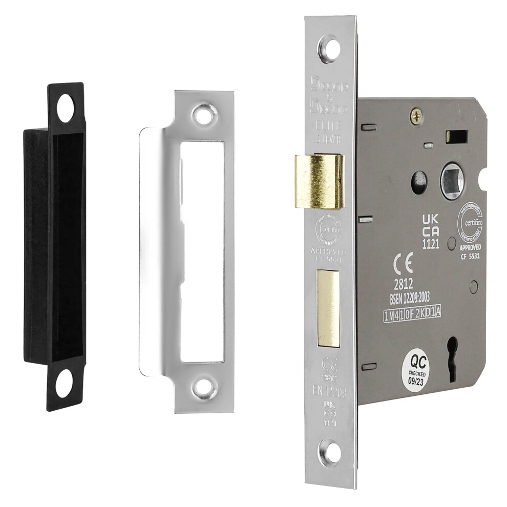 Decoranddecor Sash Lock - Mortice Door Lock With Keys - 2.5 Inches (64Mm Backset) Polished Chrome - Fire Rated - Ukca And Ce Approved 3485255652841