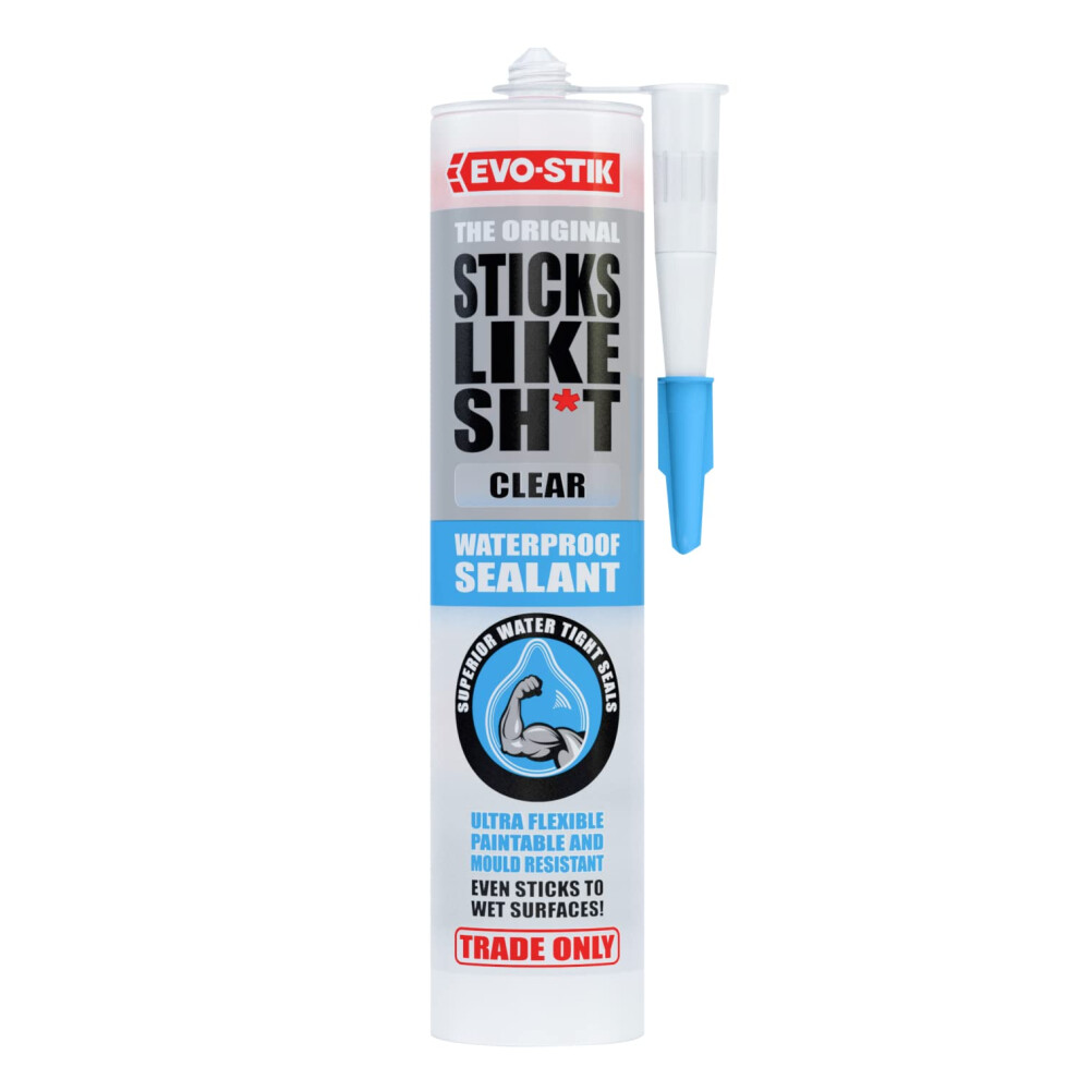 Evo-Stik Sticks Like Sh*T Waterproof Sealant Clear - 290Ml - All-Purpose - Mould Resistant 9084121509735