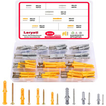 210pcs Screws and Wall Plugs Set, Leryati M5/M6/M8 Wall Plugs and Screw (105 x Masonry Screws, 105 x Expansion Anchor Bolts), Plastic Walls Anchors a