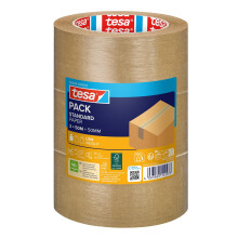 tesa UK Pack Paper Standard - Eco-Friendly Paper Packaging Tape, 56% bio-Based Material - Effective and Easy to Recycle - Brown - 3X 50 m x 50 mm