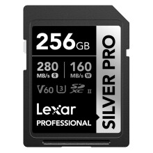 Lexar SILVER PRO SD Card 256GB, UHS-II SD Memory Card, V60, U3, C10, Up to 280MB/s Read, 160MB/s Write, SDXC Card for DSLR/Camera/Professional Photog