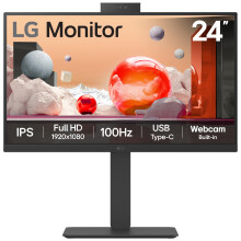 LG Monitor 24BA850 - FHD 1080p IPS 24 inch, 100Hz, Office Display, 5ms, Built-in Power/Webcam & Mic/KVM/Speakers, LAN (RJ45), USB-C, USB Hub, D-Sub,