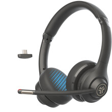 JLab Go Work 2nd Gen Wireless Headset with Microphone - 55+H PC Bluetooth Headset or USB C Dongle, Noise Cancelling Mic, Multipoint, On Ear Wired or