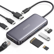 Anker USB C Hub with Ethernet, 8-in-1 Multiport Ethernet Adapter with 4K 60Hz HDMI Port, 85W Power Delivery, 10Gbps USB C and 2 A Data Ports, microSD