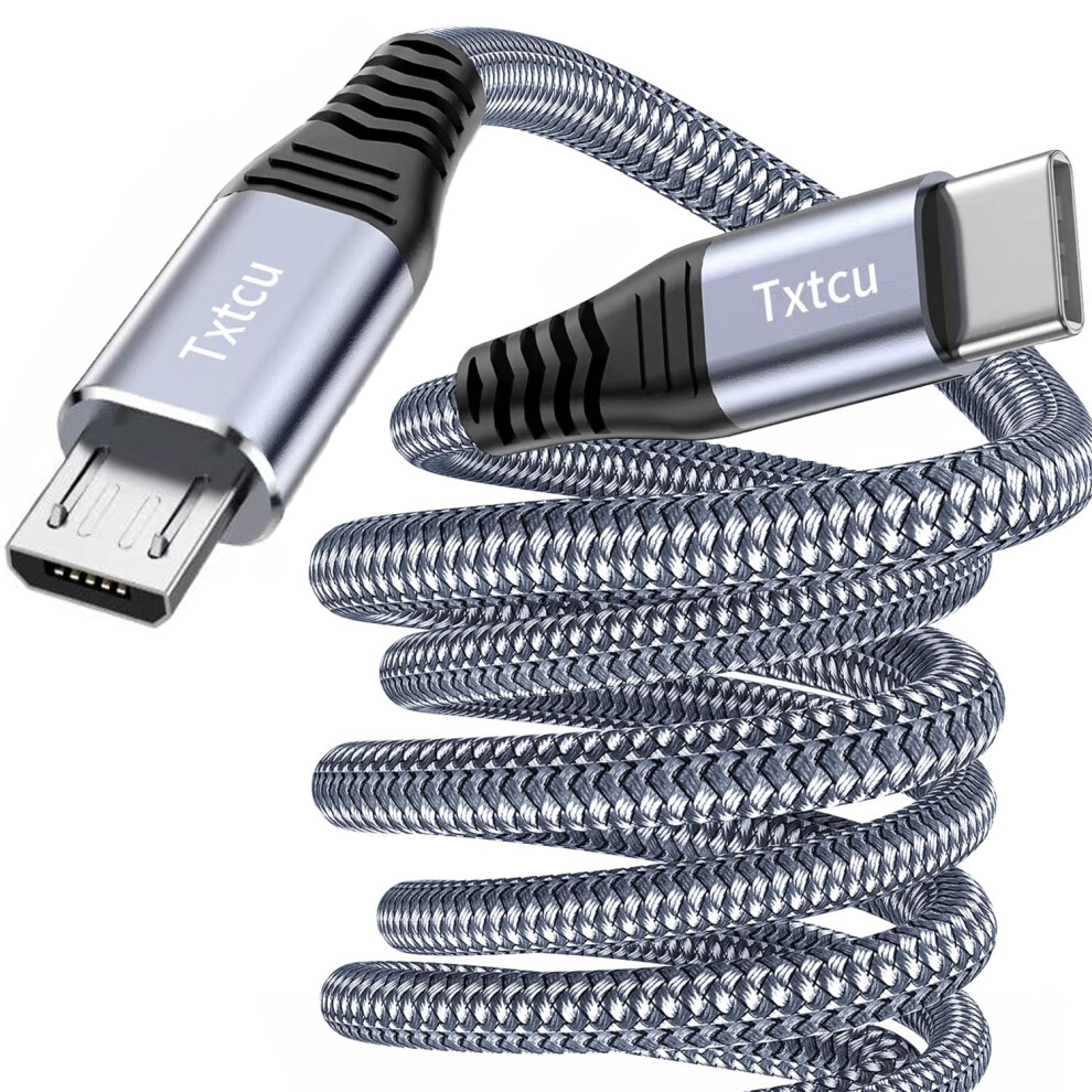 Txtcu Usb C To Micro Usb Cable 3M, Nylon Braided Usb C To Micro Charger Cable For Android Sync, Compatible With Samsung Galaxy S7/S5/J3/J5/J7, Huawei 4523094448658