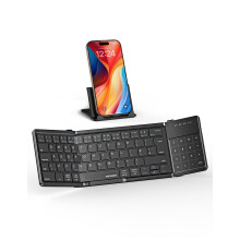 TECKNET Foldable Bluetooth Keyboard with Touchpad, Pocket Size Portable Travel Mini Wireless Keyboard with Trackpad & Numeric Keypad, Rechargeable Ke
