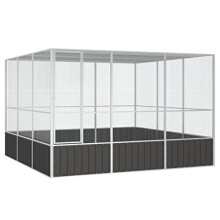 vidaXL Bird Cage Outdoor Bird Aviary All-in-one Large Parrot Cage for Budgie Pigeon Parrot Anthracite 302.5x324.5x211.5 cm Galvanised Steel