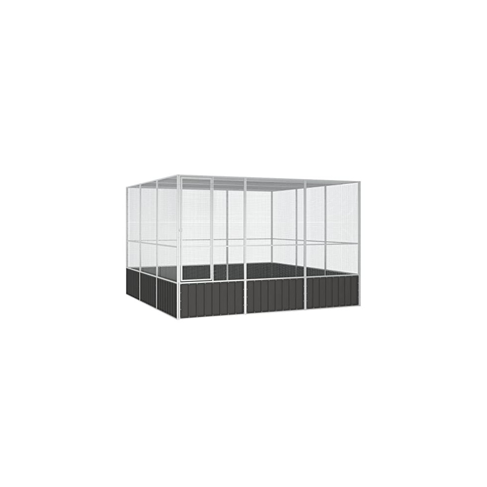 Vidaxl Bird Cage Outdoor Bird Aviary All-In-One Large Parrot Cage For Budgie Pigeon Parrot 302.5X324.5x211.5 Cm Galvanised Steel Anthracite