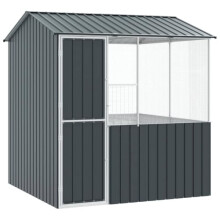 vidaXL Bird Cage Anthracite 215 x 209 x 230 cm Galvanised Steel, Garden and Terrace, Large Rectangular Aviary, Modern Durable Bird Cage, Spacious