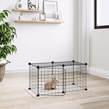 8-Panel Pet Cage with Door Black 35x35 cm Steel, CIADAZ Dog Cage, Dog Crates, Puppy Cage, Cat Cage, Cat Cages Indoor, Dog Kennels, Dog House, Cage For