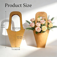 Flower Bags 50 Packs, Flower Bags for Bouquets, Krafts Paper Flower Gift Bags with Handle, for Flower Shops, Flower Bar
