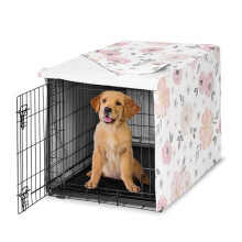 Sweet Jojo Designs Blush Pink Grey Boho Floral Dog Crate Cover – Kennel Covers for 36 Inch Pet Cage Medium - Bohemian Farmhouse Shabby Chic Rose