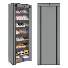 9 Tier Shoes Cabinet Storage Organiser Dustproof Shoe Rack Stand Holds 27 Pairs for Home Living Room Grey