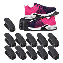 Relaxdays Set of 24 Stacking Shoe Slots, Size 39/40, Non-Slip Shoe Rack, Women’s Shoes, WxD: 9.5x24cm, Black