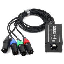 RJ45 to 4 Channel XLR Audio 3 Pin DMX Splitter for Snake Cable Network Extension for Stage or Studio Recording Male