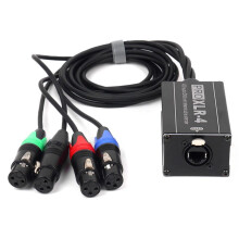 RJ45 to 4 Channel XLR Audio 3 Pin DMX Splitter for Snake Cable Network Extension for Stage or Studio Recording Female