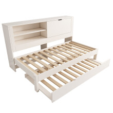 (90x200cm) Canapé-lit simple avec lit tiroir,cadre,rangement,niche,cache,USB/USB-C,sommier,sans matelas