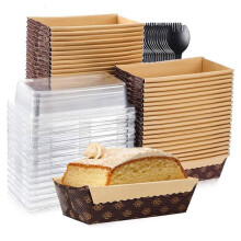 25 Stuks Wegwerp Papieren Bakvormen met Deksels en Wegwerp Vorken voor Brood, Cakes en Gebak