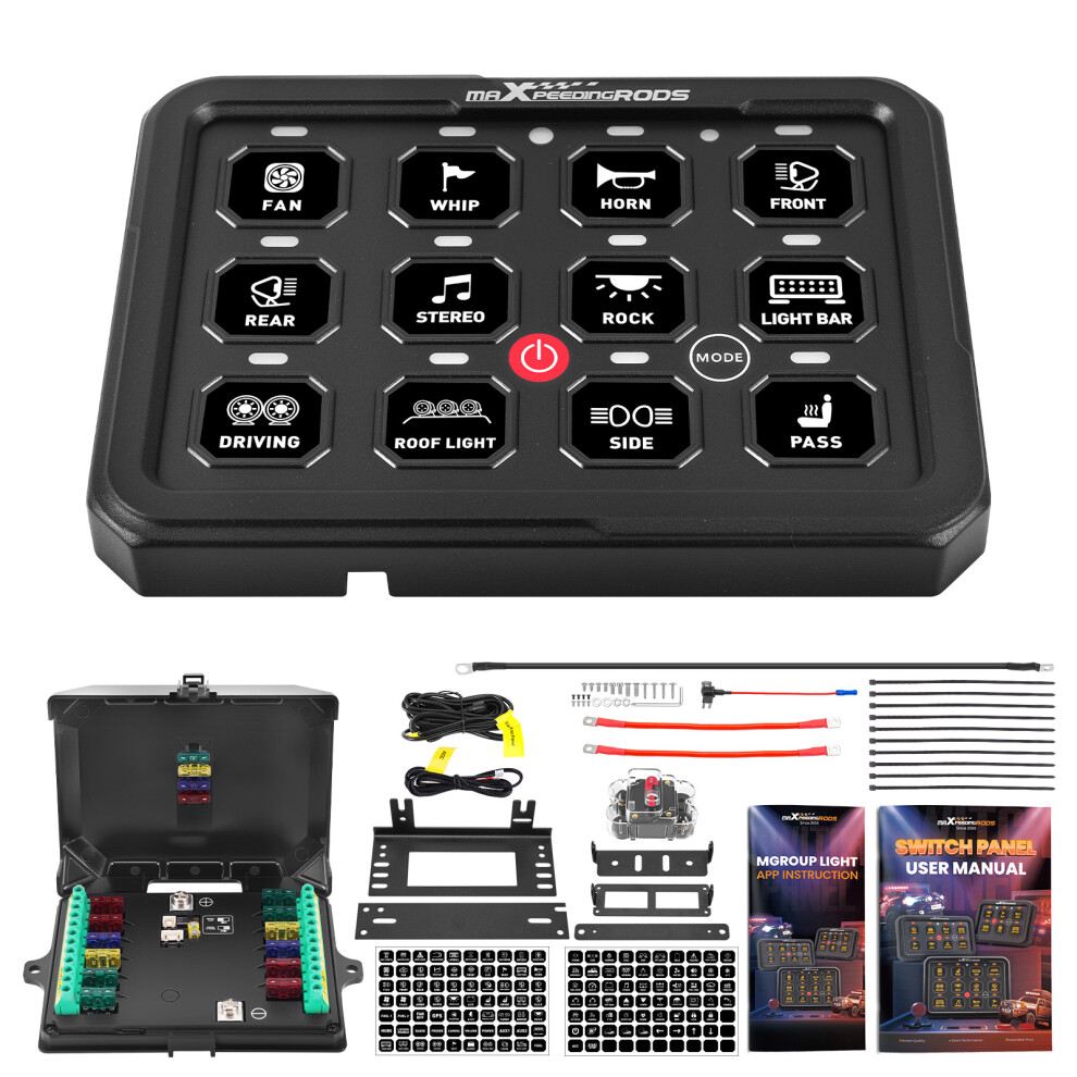 Rgb Switch Panel 12 Gang Touch For Universal Vehicle Boat Atv Utv 12V-24V App 6941503399854