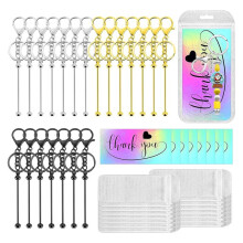 Juego de 63 Barras de Llavero con Cuentas Resellables, Kit de Suministros para Hacer Llaveros para Manualidades con Colgantes y Joyas.