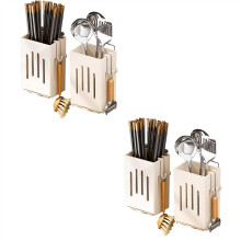 Kitchen Chopstick Holder Multi-Function Cutlery Holder No Need to Punch Holes, Wall-Mounted Spoon and Fork Holder B