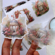 Pre-Cut Sticker Book for Journaling, Dual Materials, Decorative Frame Scrapbook Stickers, 20 Sheets,Wonderland of Window