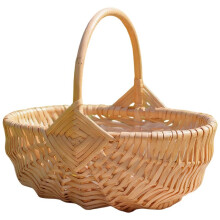 Woven Wicker Picnic Basket with Handle Empty Picnic Storage Basket Handmade Rattan Gift for Outdoor Activities