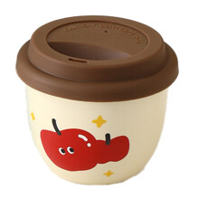 Taza de Café de Cerámica con Tapa de Silicona: Elegante, Resistente Al Calor, Antideslizante, Taza de Té Portátil para Uso en Exteriores y en la