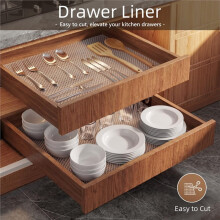 Cabinet Drawer Liners Non Slip Clear Kitchen Cupboard Mats Non-Adhesive Waterproof Refrigerator Shelf Liner for Pantry