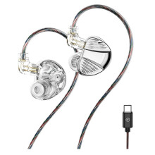 TRN V10 PRO-Oortelefoons Dual Dynamic High-Fidelity Sound in-Ear Monitors Hoofdtelefoon Zilver, Type-C met Microfoon