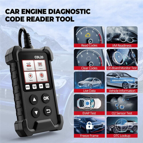 CDL20 OBD2 Car Diagnostic Tools Free OBD 2 Code Reader Clear Engine Light Smog Test Auto Scanner 2