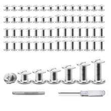 120 Zestawów Skórzanych Nitów, Śrub, Elementów Złącznych do Pasków, Portfeli, Toreb, Obroży C