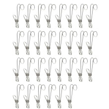 Long Tail Clip Long Tail Windproof Clothespins with Hooks 30pcs Stainless Steel Strong Grip Clip Space-Saving