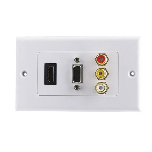 Placa de Parede com Tampa Frontal para TV, Compatível com , VGA e 3RCA. 1