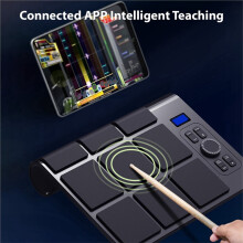 Electronic Tabletop Drum Set with 2 Speaker 9 Pads Color Lighting Supports BT MIDI LCD Display EU Plug