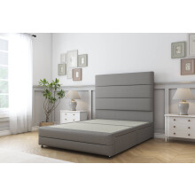 (2'6 Small Single, Pewter) Sloomy Monaco Dumfries Divan Bed Base No Drawers With 26" Strutted Headboard & 12" Matching Footboard