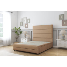 (2'6 Small Single, Latte) Sloomy Monaco Dumfries Divan Bed Base 2 Drawers Left Side With 54" Floor Standing Headboard & 12" Matching Footboard