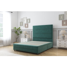 (2'6 Small Single, Emerald) Sloomy Monaco Plush Divan Bed Base No Drawers With 54" Floor Standing Headboard & 12" Matching Footboard