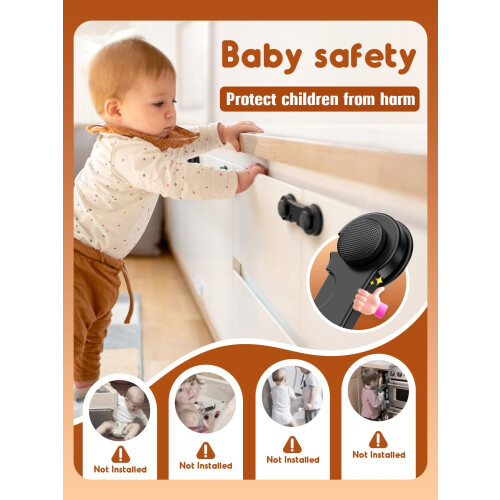 Septeamay Cupboard Locks for Children 12 Pack - Black 2