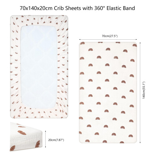 Peepeemax Cot Bed Sheets 140 x 70 Fitted Muslin Cotton Cot Sheets Soft 2