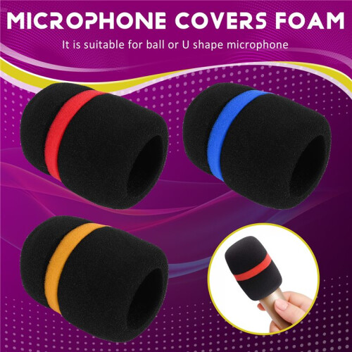 10 Pcs Handheld Stage Microphone Windscreen Foam Mic Cover Karaoke Black 1