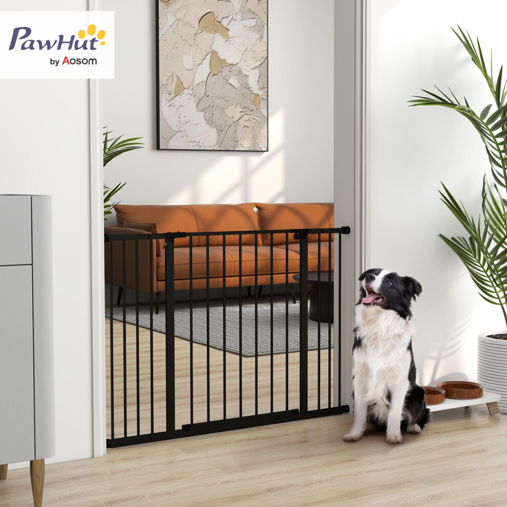 Pawhut Dog Gate Pet Safety Gate Stair Barrier Pressure Fit Adjustable