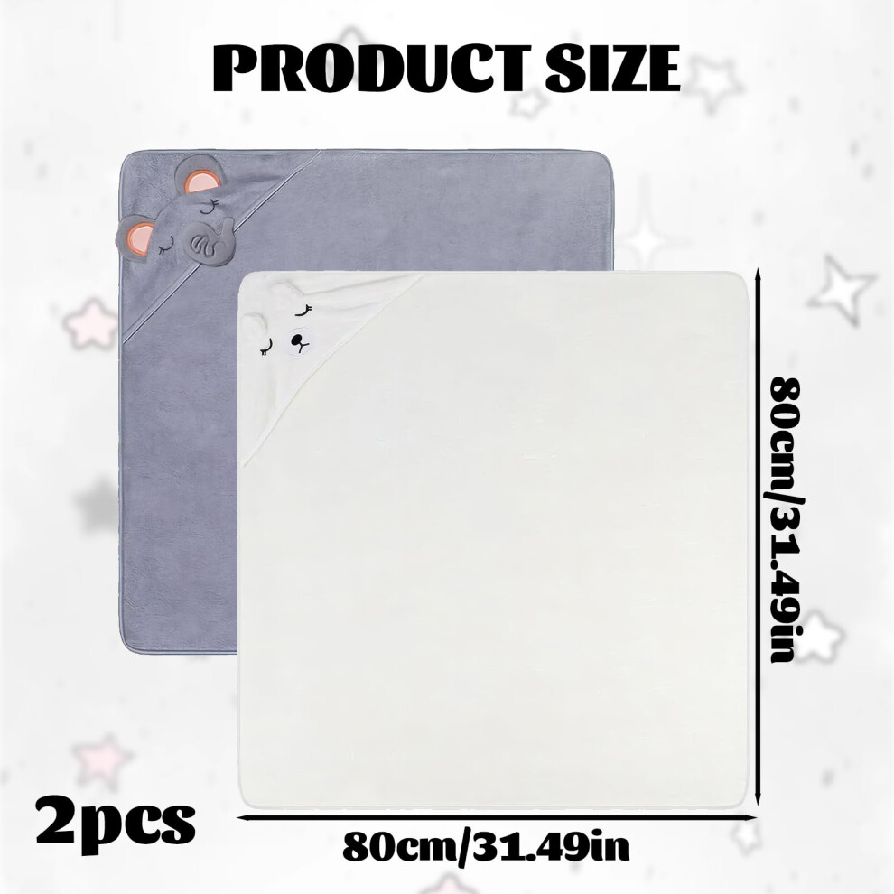 Jngtkl 2 Pack 80X80cm Baby Bath Towels Newborn Hooded Towels