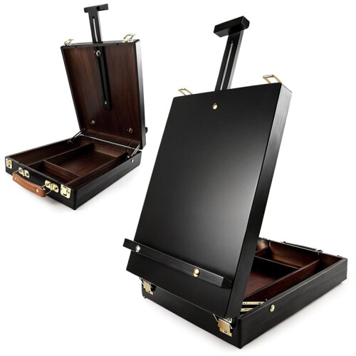 Adjustable Tabletop Art Easel, Portable Beechwood Drawing Easel with Storage Compartment for Artists & Beginners 2
