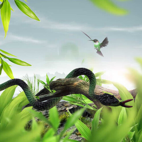 Plastic reptile animal snake model toy 12pcs multicolour