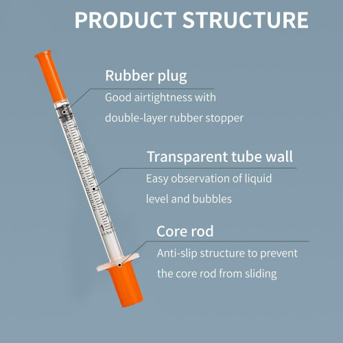 Hautllaif 50 pack 1ml 31G 0.3x13mm Plastic Multiple Uses Measuring 1