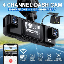 4 Channel Car Dash Cam 1080P WIFI APP Car DVR Recorder Camera Front Left Right Rear Video Driver Recorder