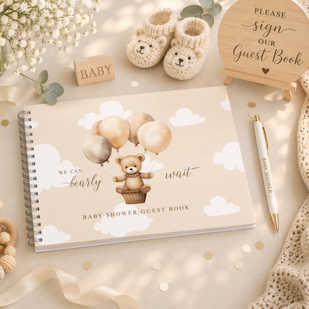 Hartscraft Baby Shower Guest Book – Bearly Wait Teddy Bear Theme Neutral Shower D