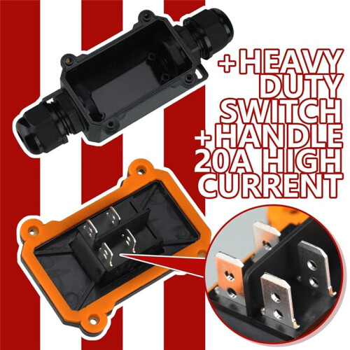 2 Pcs 12V Inline  Waterproof Inline Cord  Waterproof Toggle  with Red Light Rocker Button 2